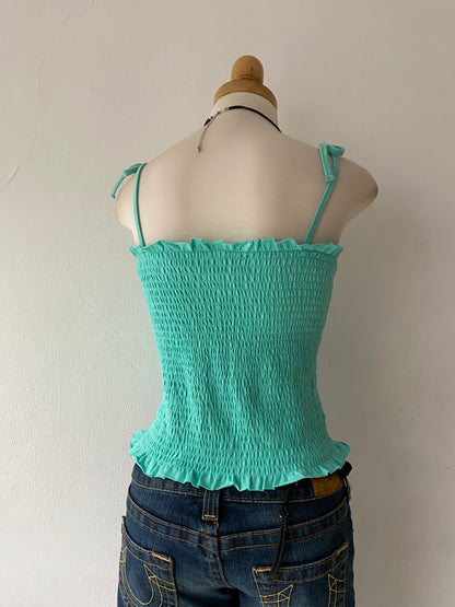 Jade green top with bows