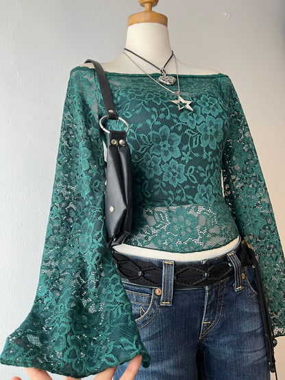 Lace top with bell-sleeves