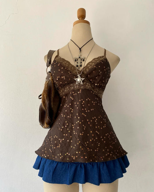 Brown top with sequins