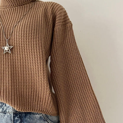 high-neck sweater with wide sleeves