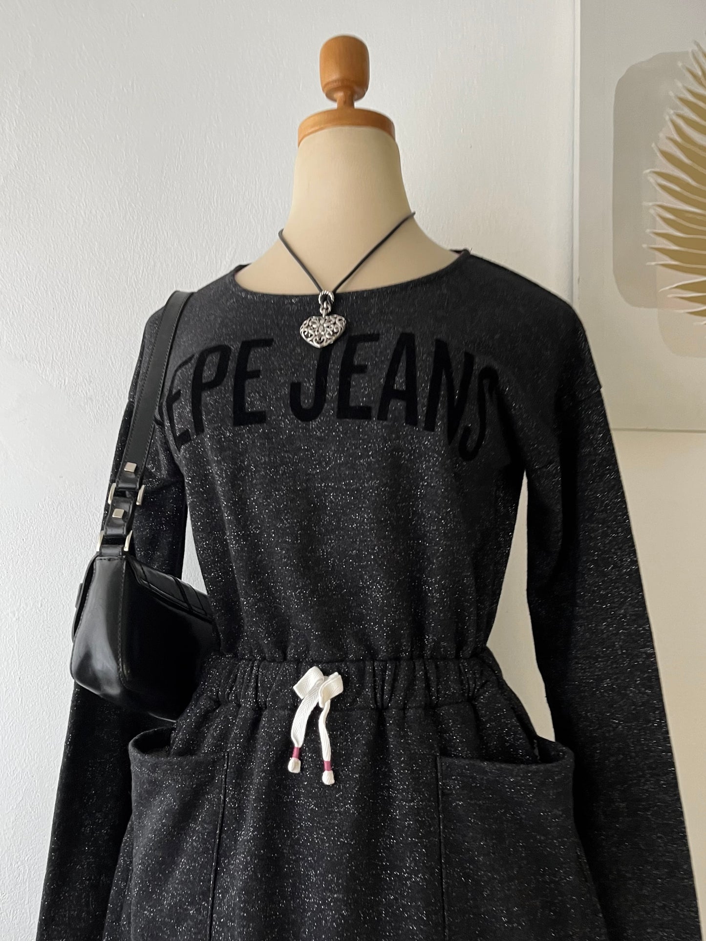 Dark gray long-sleeved dress