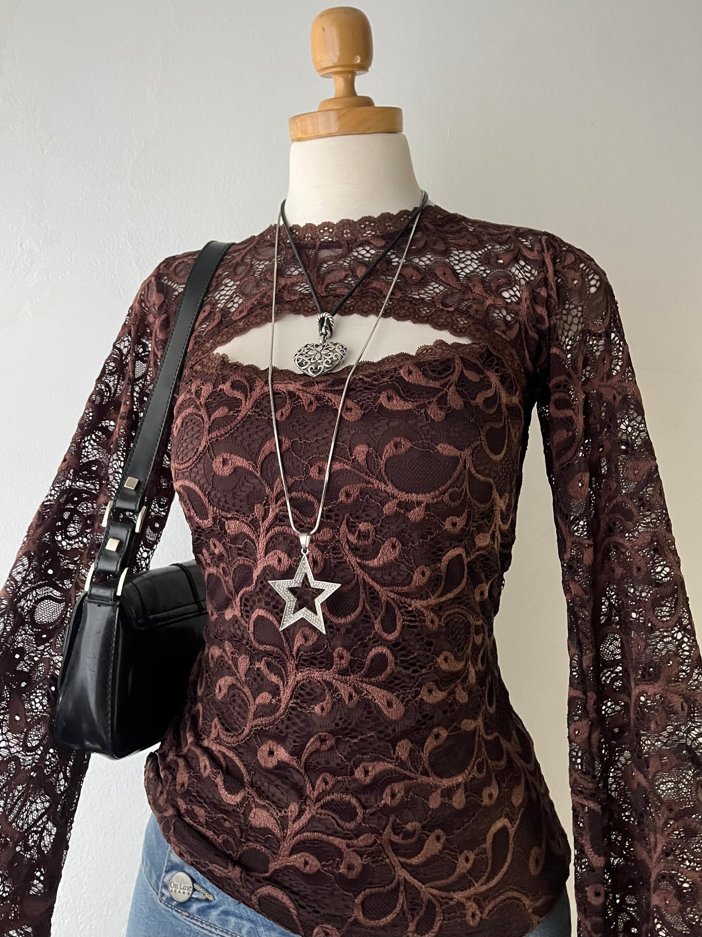 Lace top with flared sleeves