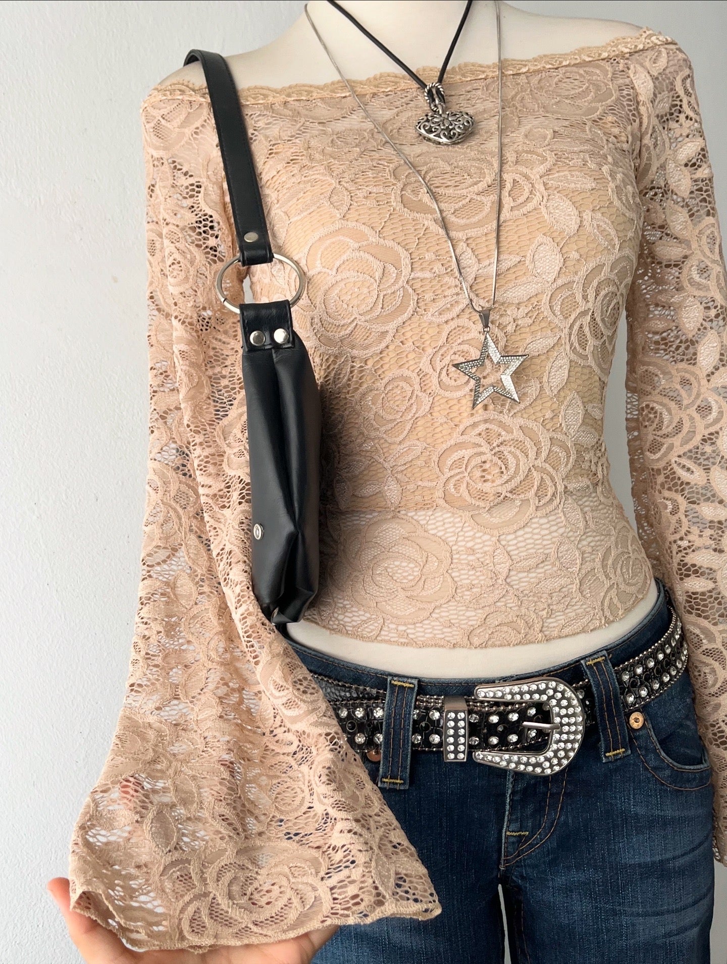 Lace top with wide sleeves