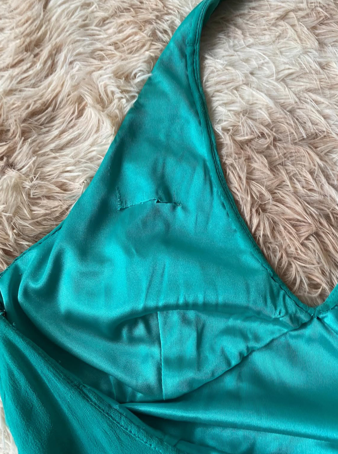 Turquoise silk dress with sequins