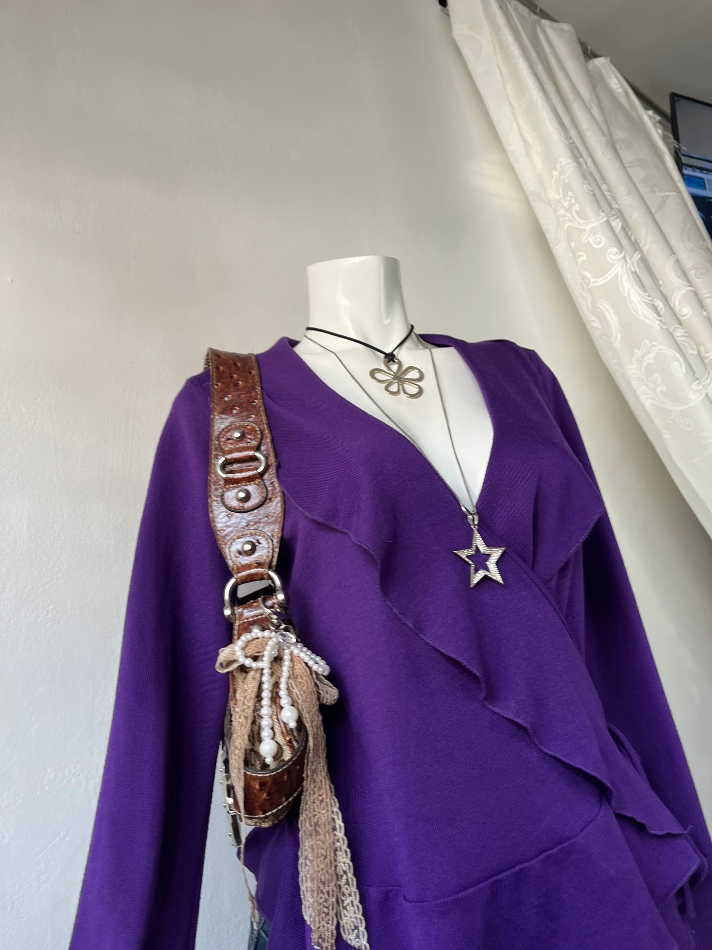Purple cardigan with a crossover design- size M/L