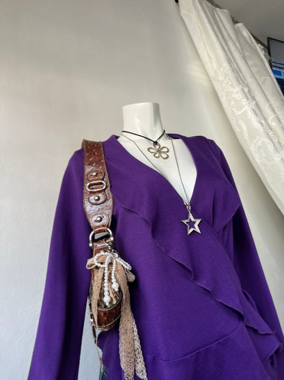 Purple cardigan with a crossover design- size M/L