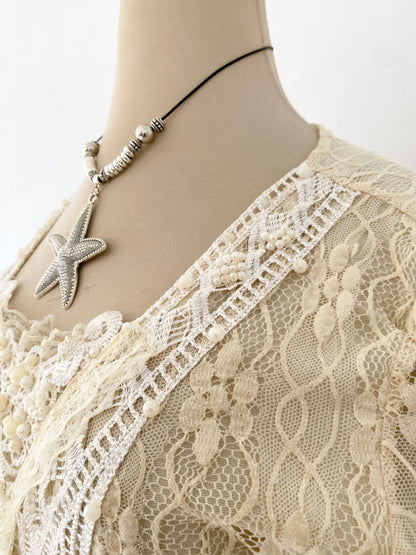 Coquette lace top with pearls