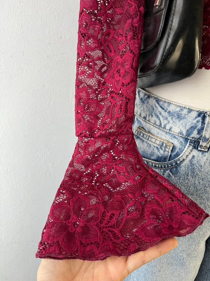 Lace top with flared sleeves
