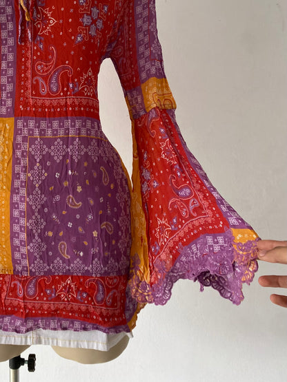 Adorable bohemian top with bell sleeves