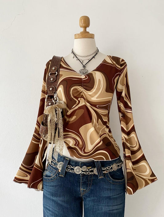 Bell-sleveed top