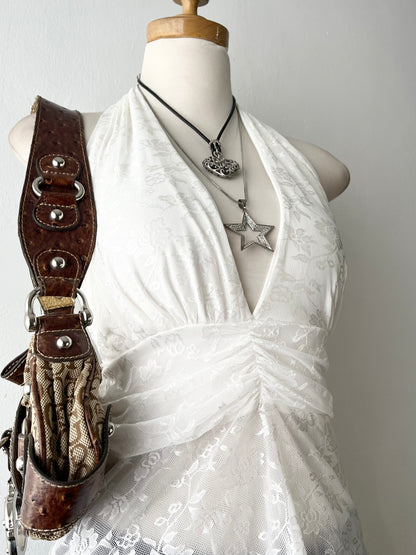 White lace halter top