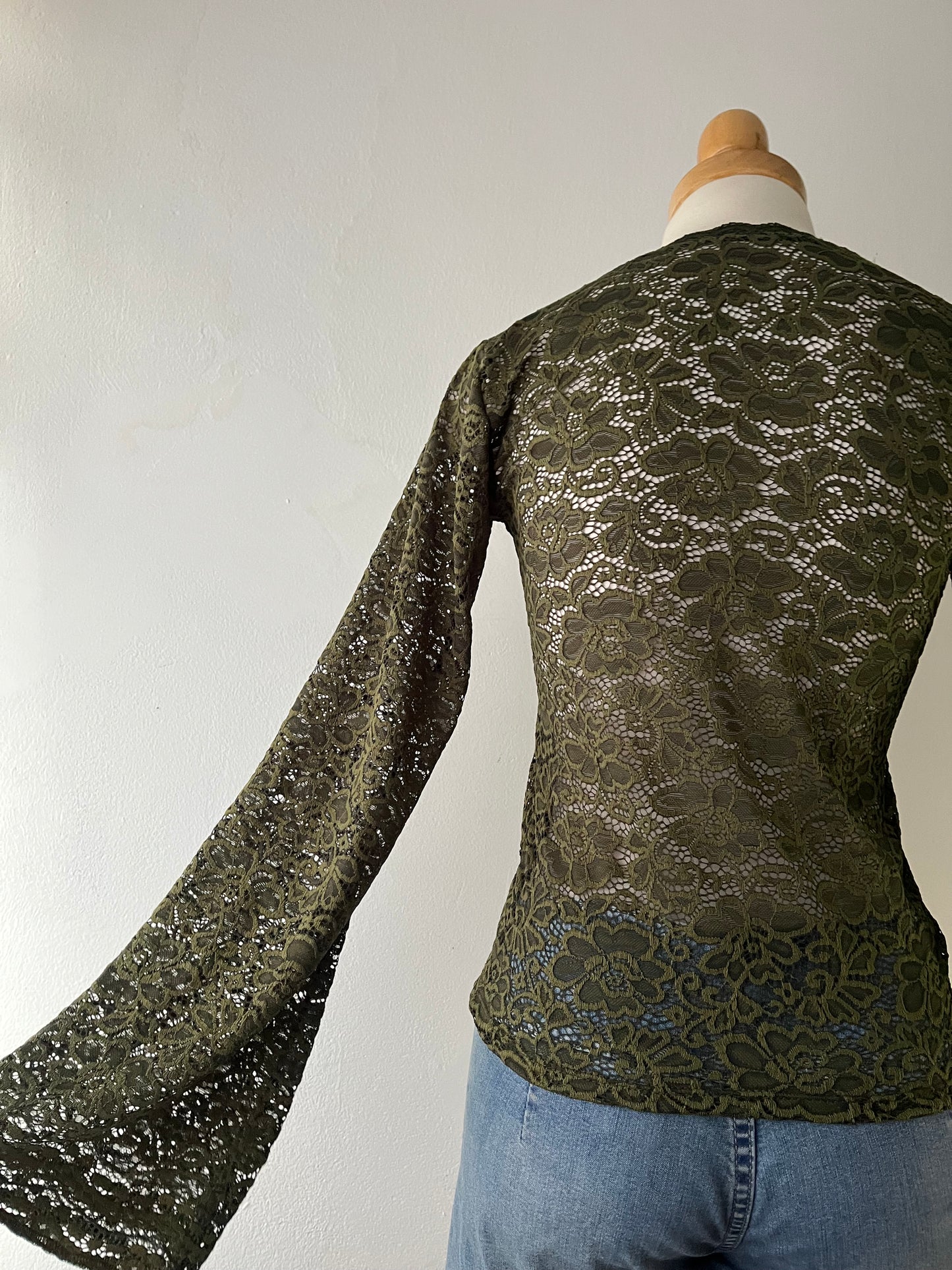 Lace top with flared sleeves