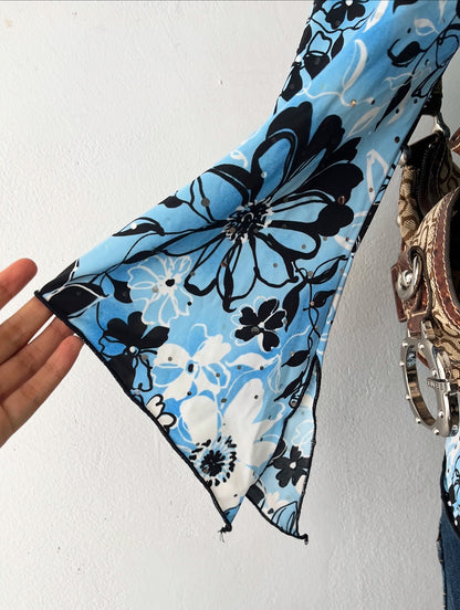 Y2k top with silver appliqués