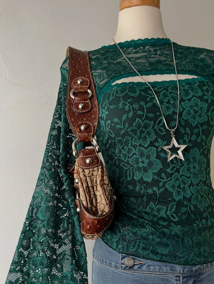 Lace top with flared sleeves