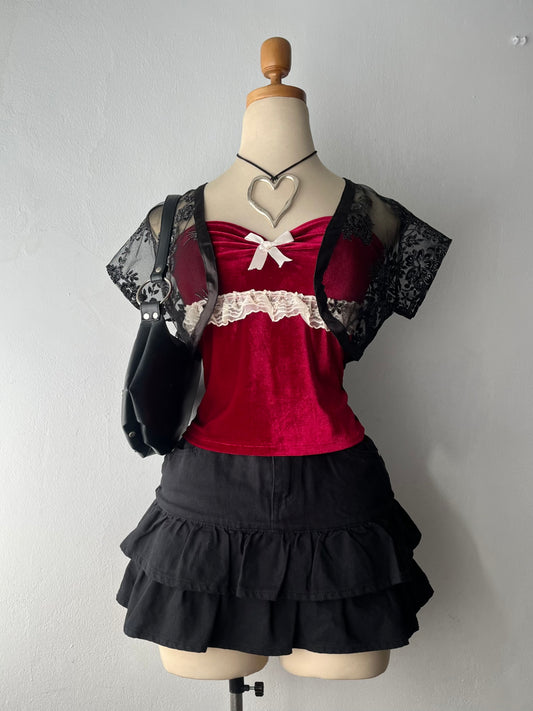 Set (Cardigan + burgundy top)