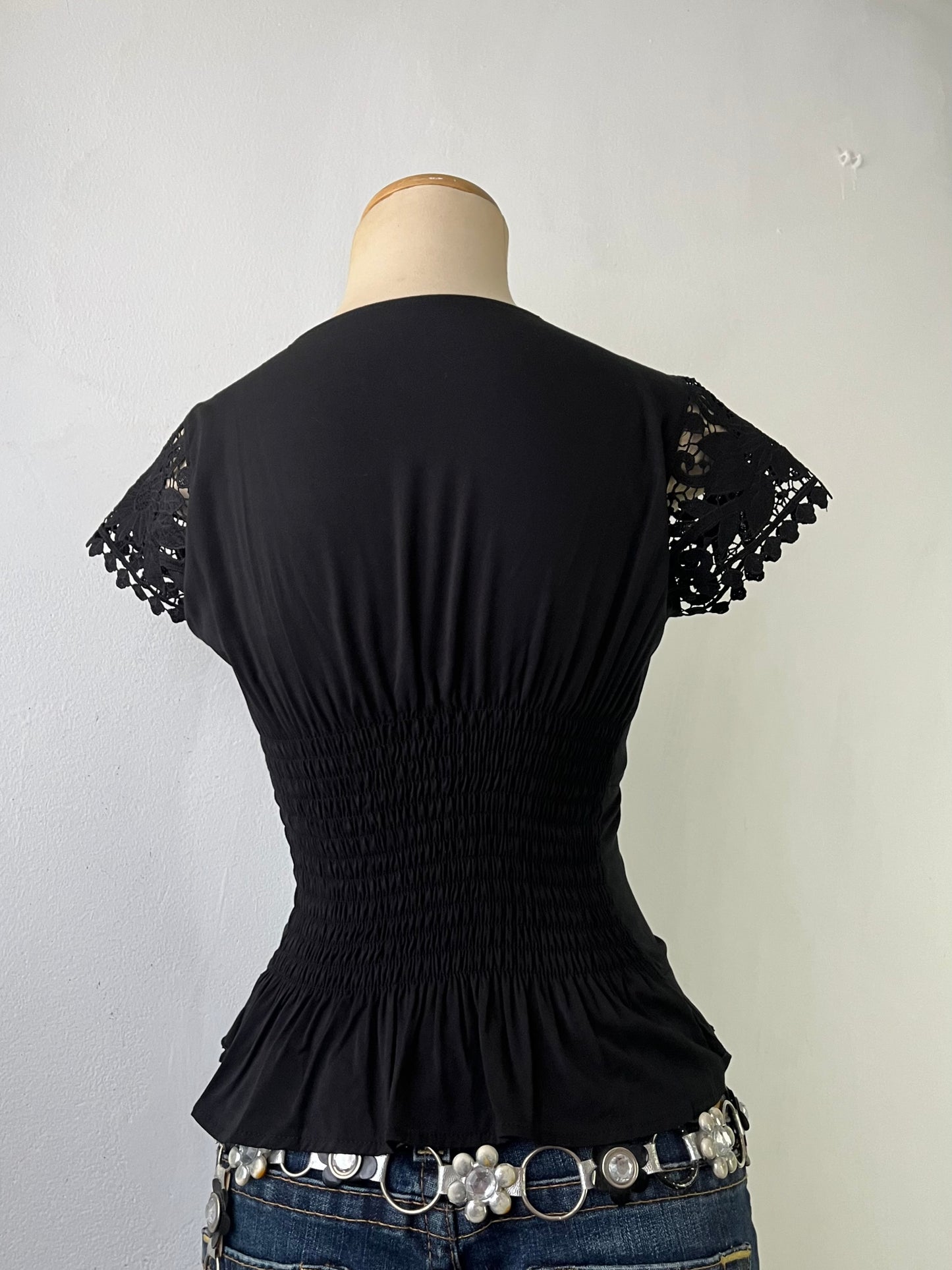 Coquette doll top with lace sleeves