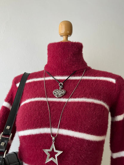 Burgundy striped turtleneck