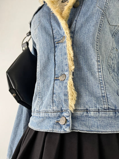 Denim jacket with warm sherpa lining