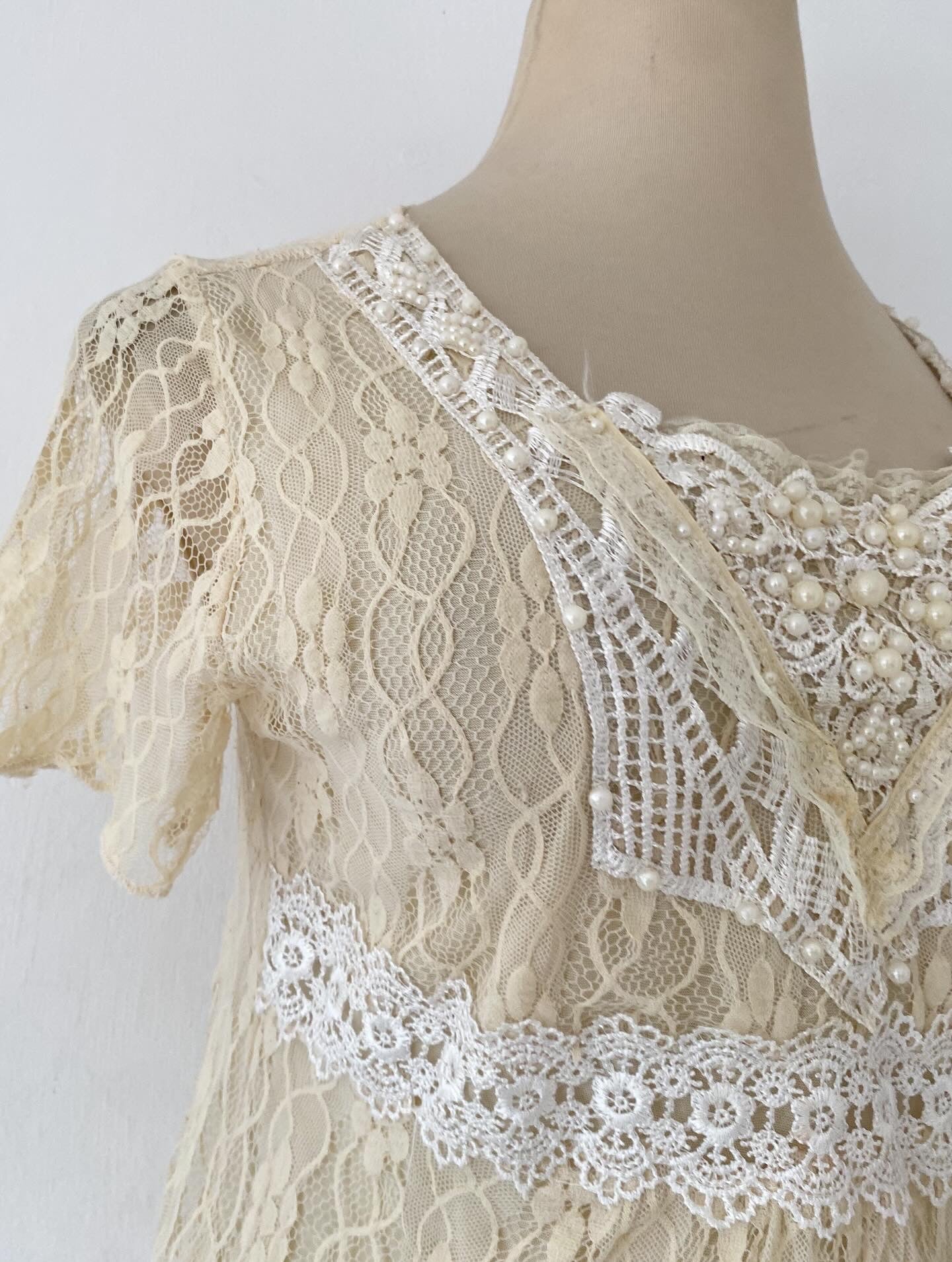 Coquette lace top with pearls
