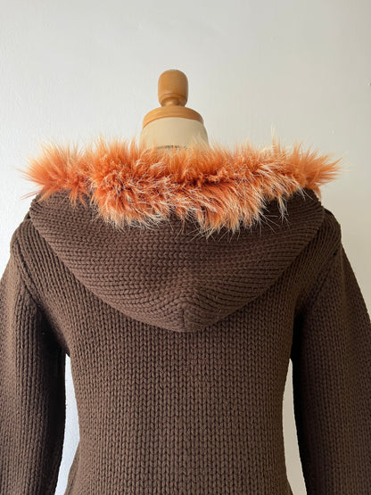 Knitted jacket with hood