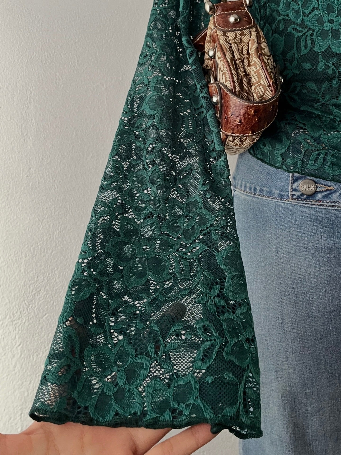 Lace top with flared sleeves