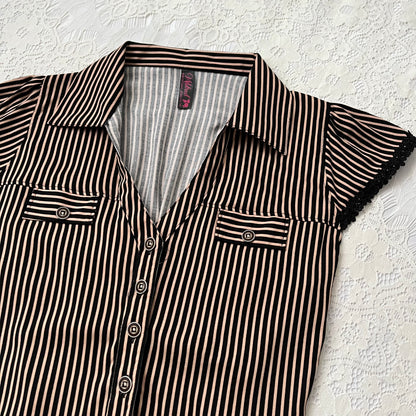 Striped top with bow