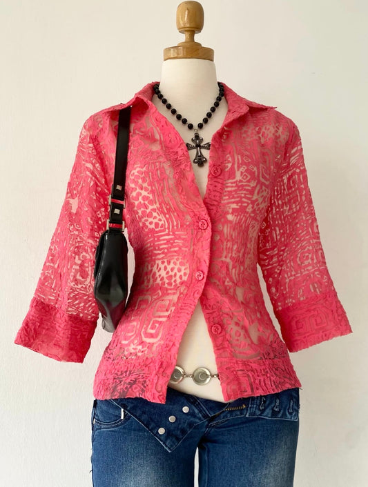 Pink lace blouse