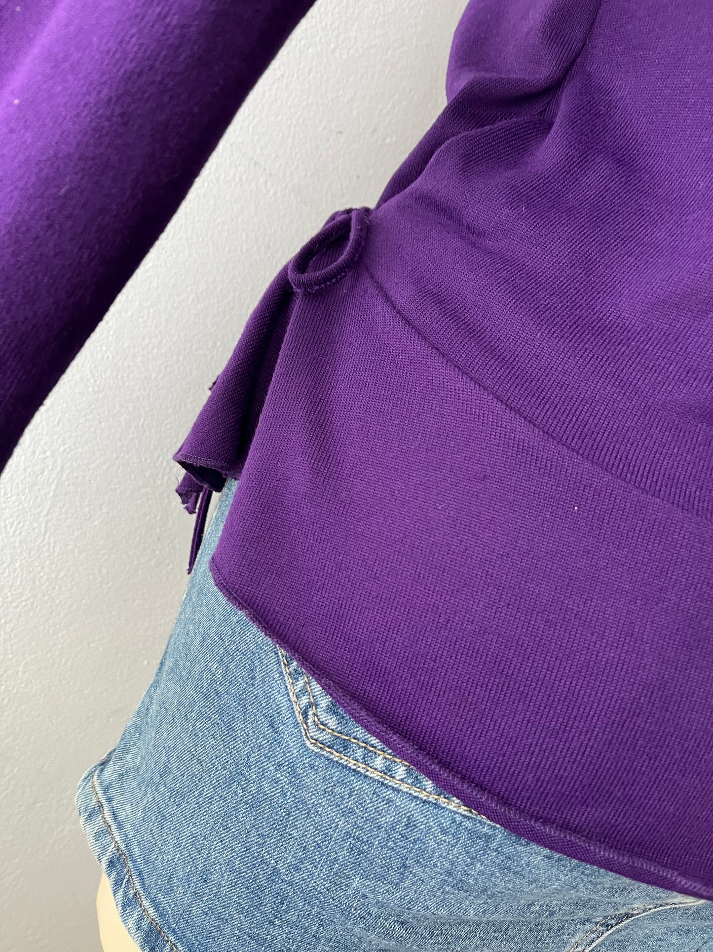 Purple wrap blouse with crossover design