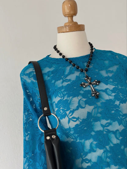 Turquoise lace top