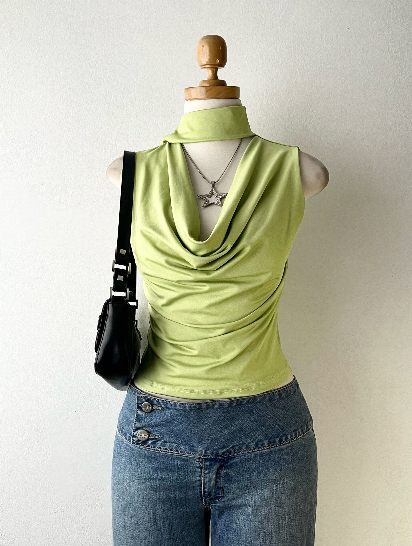 Olive green scarf top